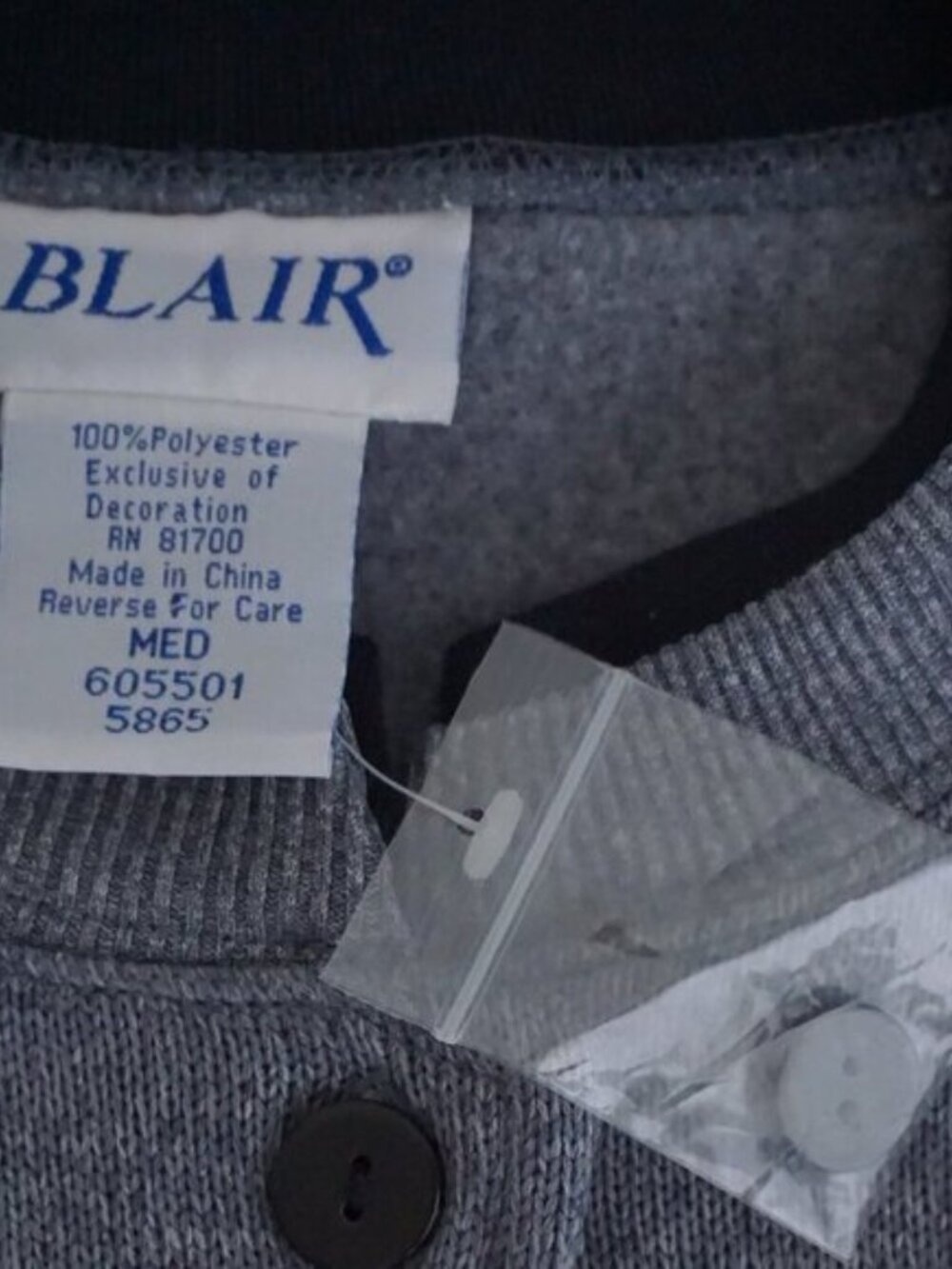 Vintage Blair Gray Cardigan Cats Yarn Holiday Cabincore Grandmacore Festive M - Picture 9 of 9